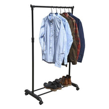 Cargar imagen en el visor de la galería, Perchero Negro Mate Con Ruedas Extraíble Para Colgar Ropa, Soporte Simple
