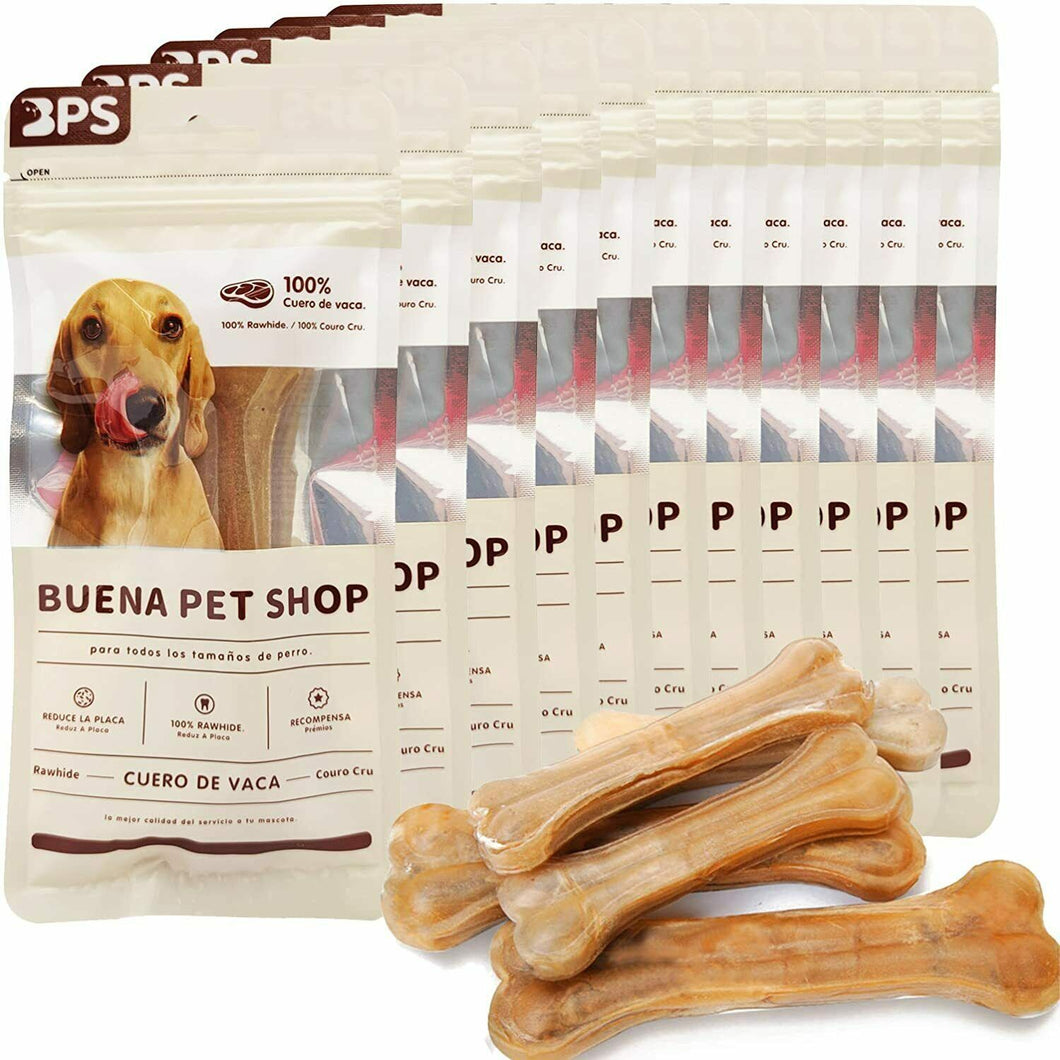 12 Pcs Hueso Prensado para Perros Piel Vacuno Fortalecedor Dientes Stick Dental
