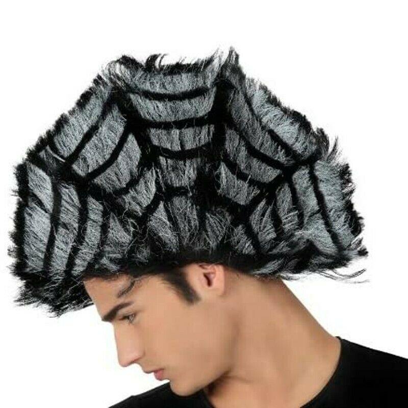 PELUCA TELARANA GRIS/NEGRA  Adulto Para Halloween Carnaval Accesorio Disfraz