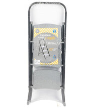 Cargar imagen en el visor de la galería, Escalera plegable 3 peldaños de metal Cromada Negra 42x63x106 cm
