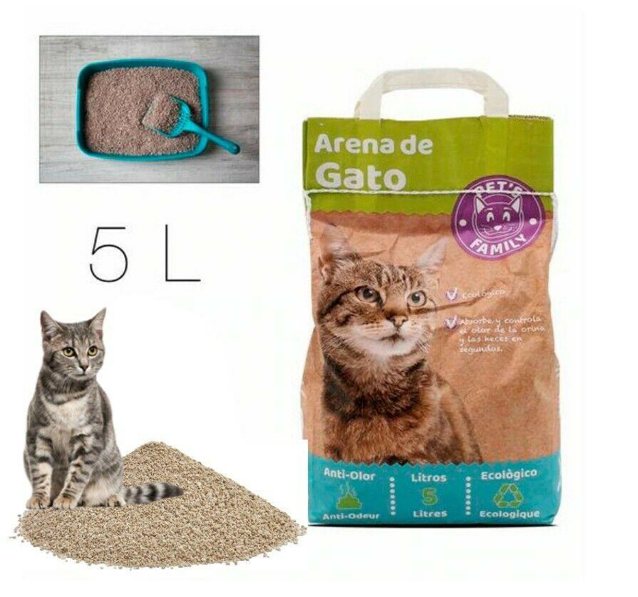 Arena para Gatos Aglomerante 5L arenero absorbente controla propagacion bacteria