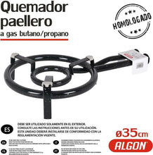 Cargar imagen en el visor de la galería, Quemador paellero a gas butano/propano metálico y esmaltado con reguladores gas
