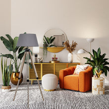Cargar imagen en el visor de la galería, Lámpara de pie ajustable de madera tipo trípode con pantalla gris para el hogar con interruptor, tono de color gris moderno, Para Cualquiera habitación Salón Escritorio
