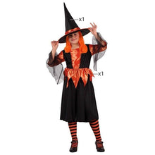 Cargar imagen en el visor de la galería, Disfraz Bruja Surtido Niña Infantil Violeta Naranja Gris Para Halloween Carnaval Teatro
