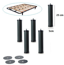 Cargar imagen en el visor de la galería, Juego de 4 Patas Cilíndricas Para Somier, Altura 25cm y ø 5 cm Rosca de 10 mm, Patas de Somier
