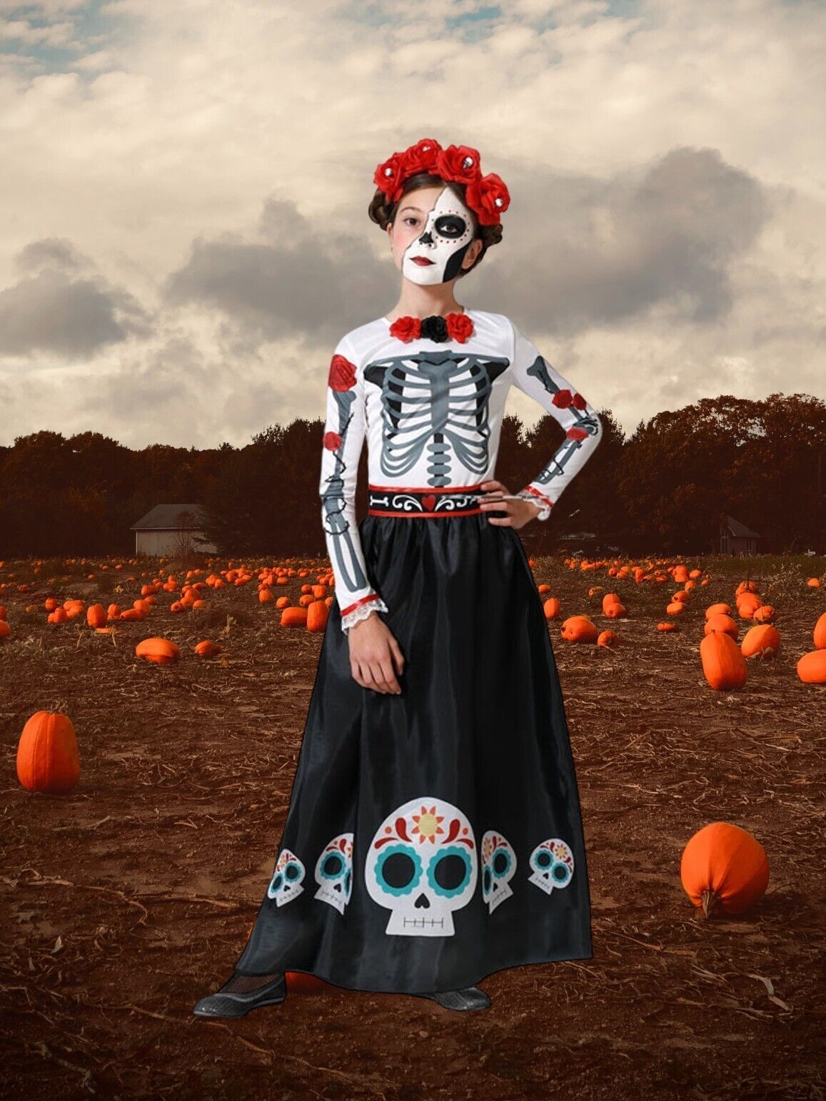 Disfraz Catrina Esqueleto Mejica Infantil Niña Para Halloween – Maxia Market