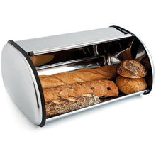 Cargar imagen en el visor de la galería, Panera de metal con tapa abatible contenedor para pan metálico 43.5x27.5x18 cm
