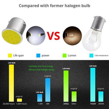 Cargar imagen en el visor de la galería, 4 Lamparas Bombillas Luz de Led de Freno de Coche 12V 3W BAY15D COB Blanco 6400K

