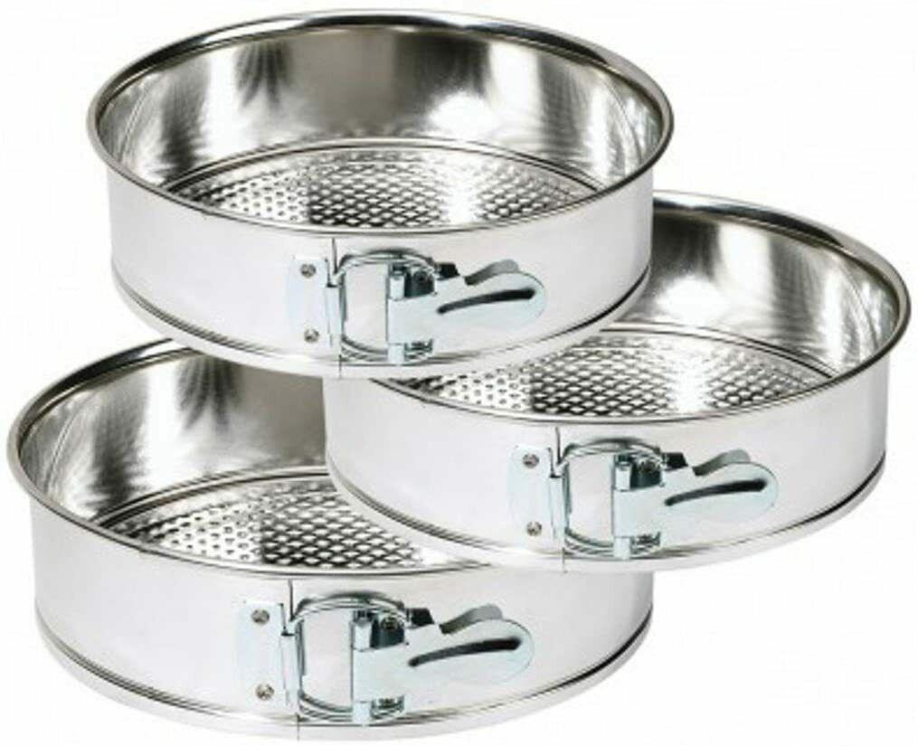 Set 3 Moldes de Horno Desmontable Redondo Revestimiento Antiadherente 22 24 26cm