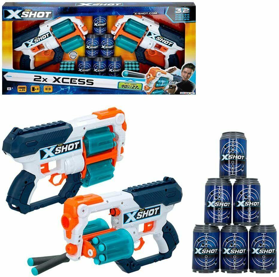 Juguete Set 2 pistolas con botes XCESS X-Shot (46272)