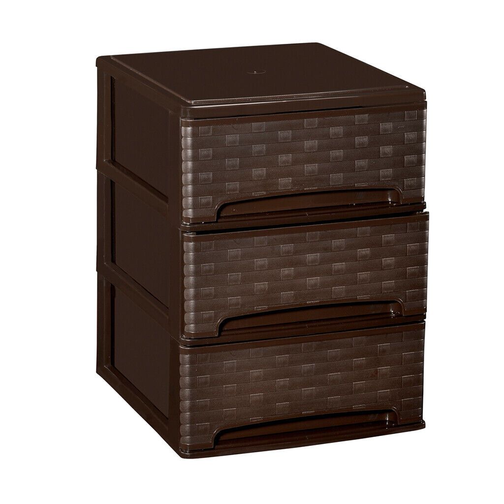 Cajonera de Plástico 3 / 4 Cajones Apilables Wengué Decoración Bambú