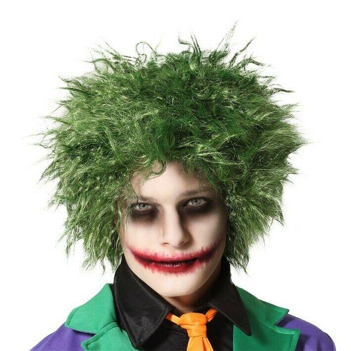 Peluca Payaso Joker Despeinada, Verde Para Halloween Carnaval Accesorio Disfraz