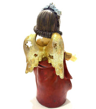 Cargar imagen en el visor de la galería, Figura Angel para decoracion de Navidad Pesebre Resina 15.5 cm Oro rojo
