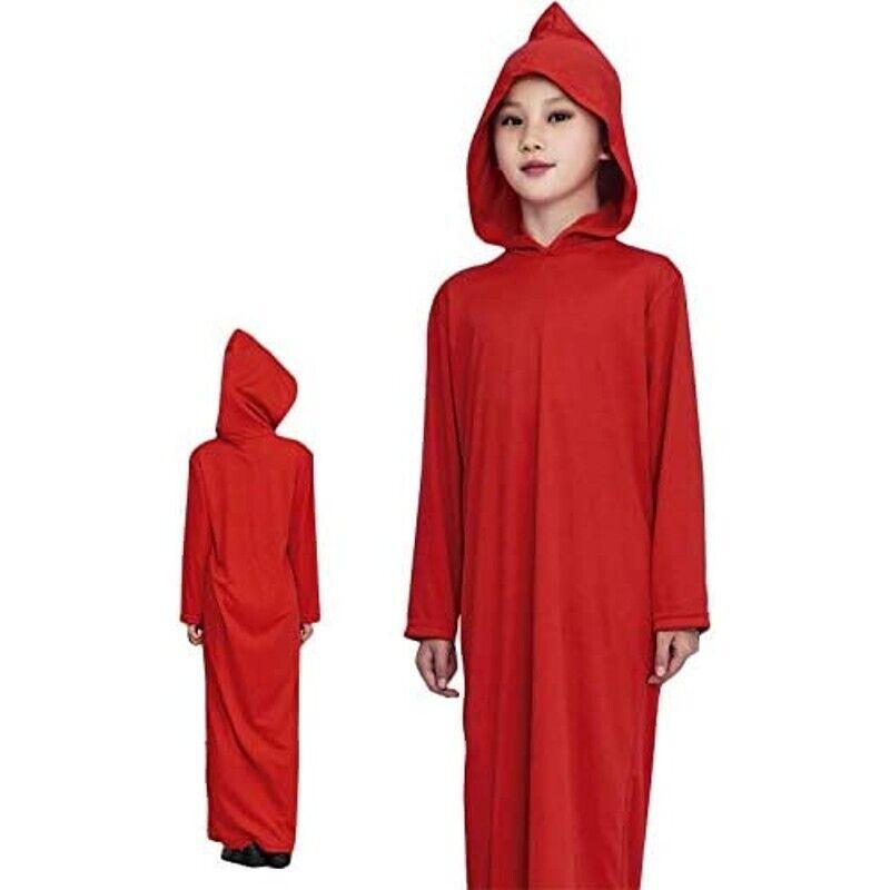 Túnica Rojo de Disfraz con Capucha Unisex Infantil Halloween Carnaval
