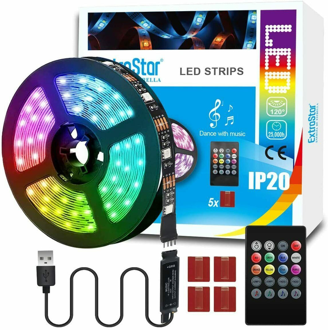 Tira LED USB 5050 con modo de música TV retroiluminada 3M para dormitorio cocina