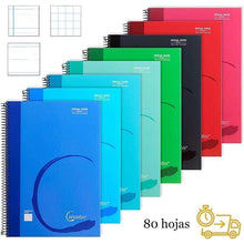 Cargar imagen en el visor de la galería, Libreta cuaderno A5 Cervantes 80 hojas tapa extradura 90 g cuadrícula liso pauta
