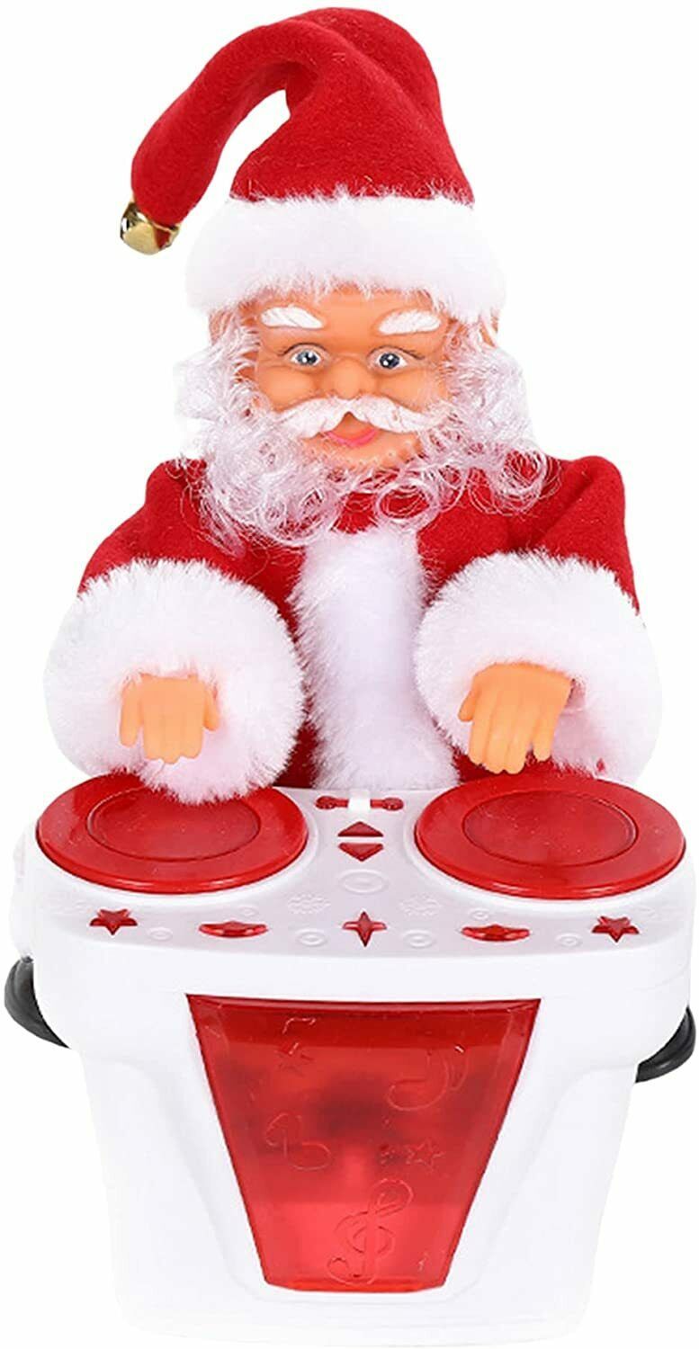 Juguete Papá Noel luz eléctrico musical tambor de música giratoria Navidad deco