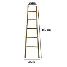 Cargar imagen en el visor de la galería, Toallero de Bambú en Forma de Escalera con 5 Peldaños para Toallas150 cm,  Estante Soporte Perchero
