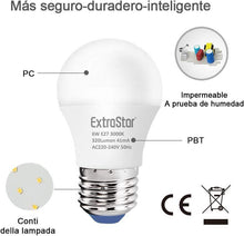 Cargar imagen en el visor de la galería, Pack 6 Bombillas LED 6W Globo E27 G45 Casquillo Gordo, 480lm, Luz Fria, Calida
