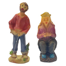 Cargar imagen en el visor de la galería, Figura Pastor Pixaner y Caganer Cagando Resina Pesebre Belén Decoración Navidad
