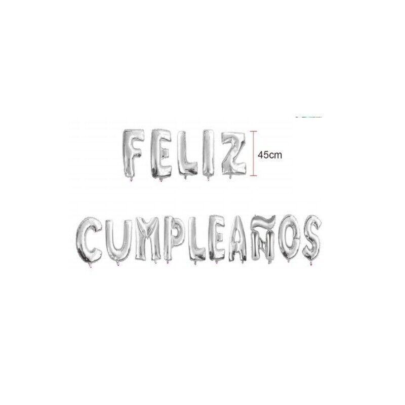 Guirnalda letras cumpleaños poliamida globo infable cumple plateado y dorado