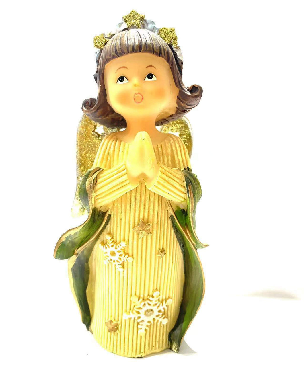 Figura Angel para decoracion de Navidad Pesebre Resina 15.5 cm Oro rojo