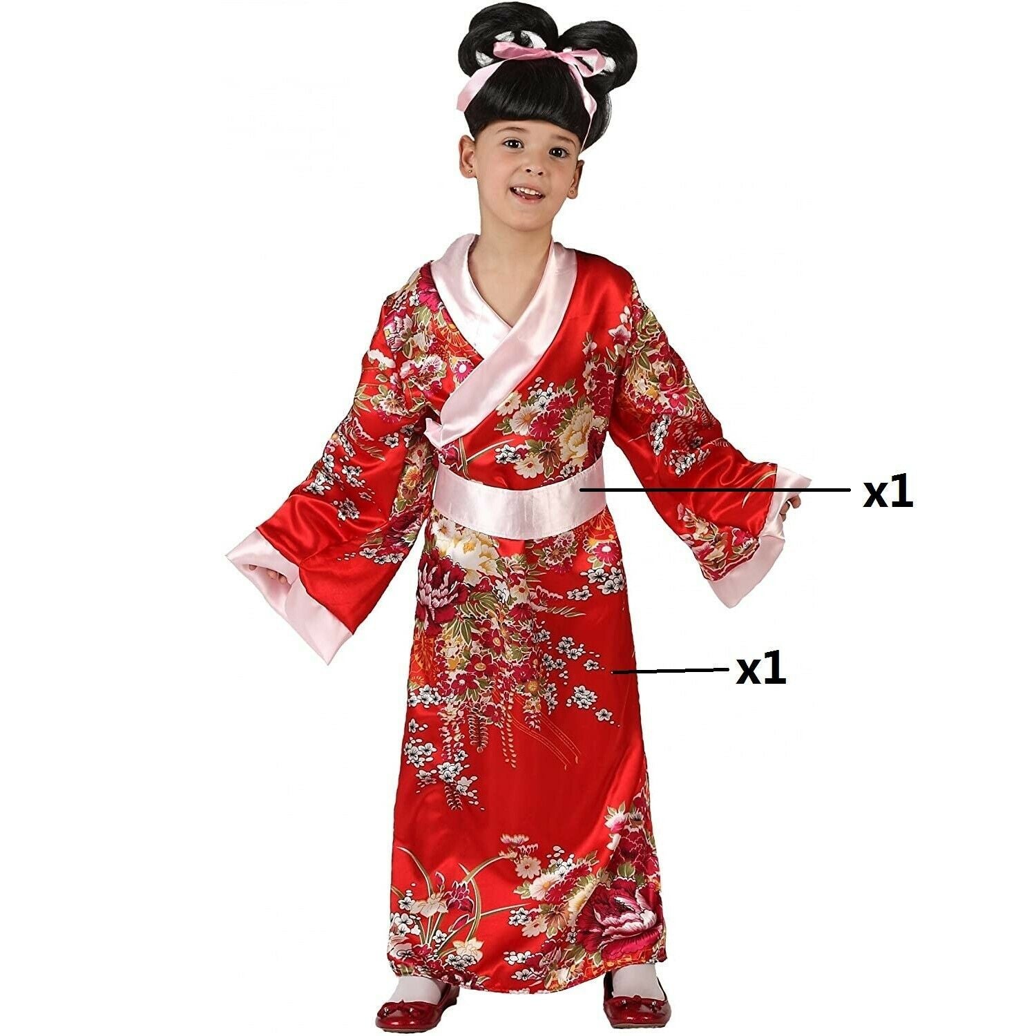 Disfraz Kimono Rojo Largo Disfraz Kimono Largo Jabonesa Niña