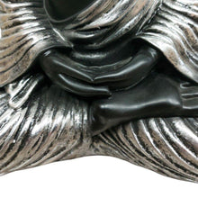 Cargar imagen en el visor de la galería, Figura buda sabio 32X21X48 cm prajna plata negro resina decoracion hogar
