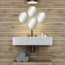 Cargar imagen en el visor de la galería, Set de 4 Espejos Cuadrado Redondo Estrella Corazon Hexagonal Adhesivos Decoración para Pared hogar
