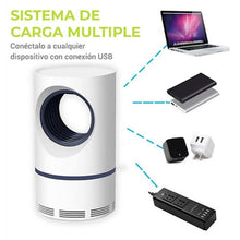 Cargar imagen en el visor de la galería, Mata insectos lampara electrica USB 5W con luz UV silencioso envolvente succión
