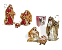 Cargar imagen en el visor de la galería, Nacimiento belen tela rojo y oro para Navidad figuras decorativas
