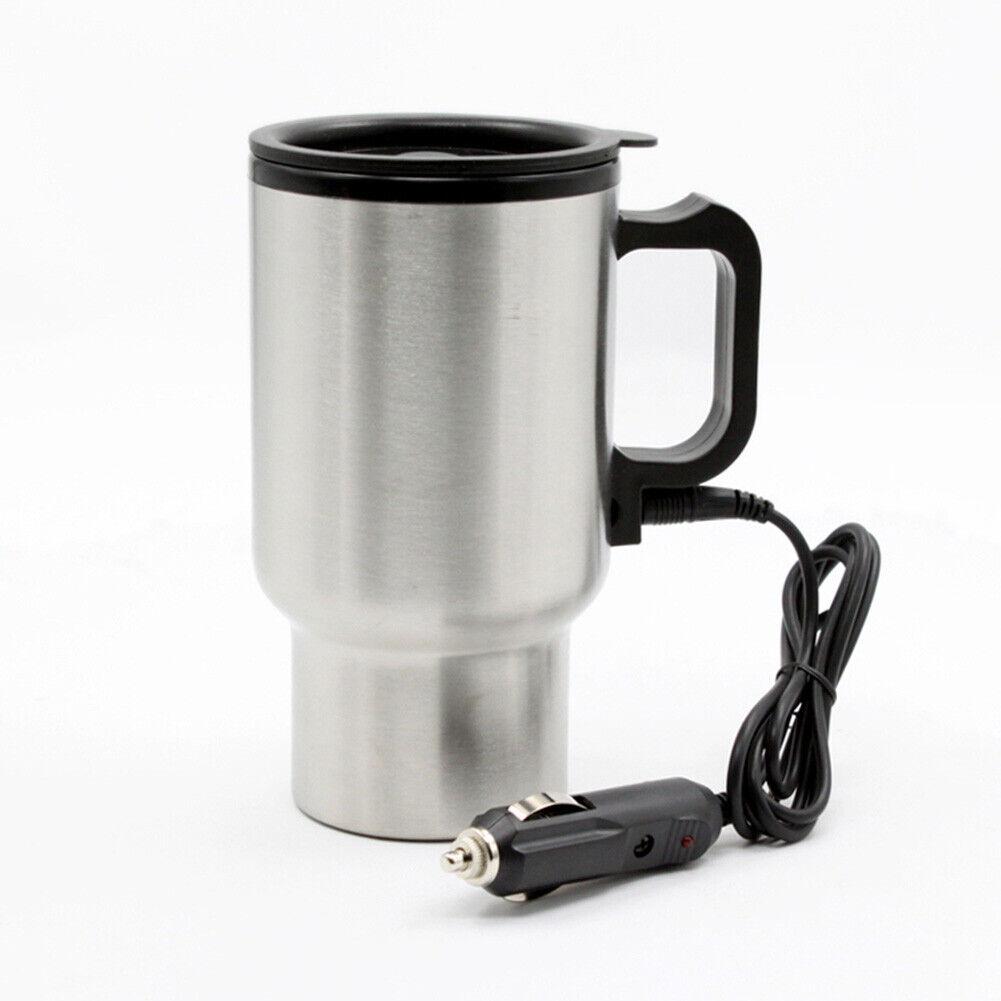 Travel Mug Taza Termo Electrica Acero Inoxidable 400 ml 12V con Cargador de Mechero de Coche Termo Electrónico de Viaje