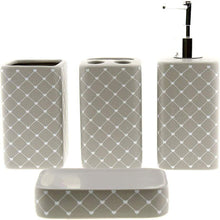 Cargar imagen en el visor de la galería, Set de Baño 4 Piezas Ceramica Geometry Accesorios de sobreponer para Lavabo WC
