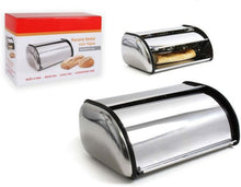 Cargar imagen en el visor de la galería, Panera de metal con tapa abatible contenedor para pan metálico 43.5x27.5x18 cm
