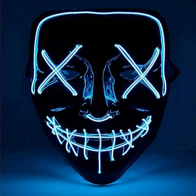 Máscara Asesino Purgador Luz LED Máscara Luminosa Carnaval Halloween Accesorios