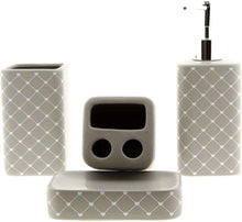 Cargar imagen en el visor de la galería, Set de Baño 4 Piezas Ceramica Geometry Accesorios de sobreponer para Lavabo WC

