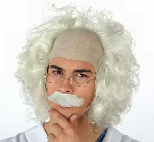 Peluca con Gafas y Bicote Cientifico Loco Perfesor Adulto Carnaval Disfraz