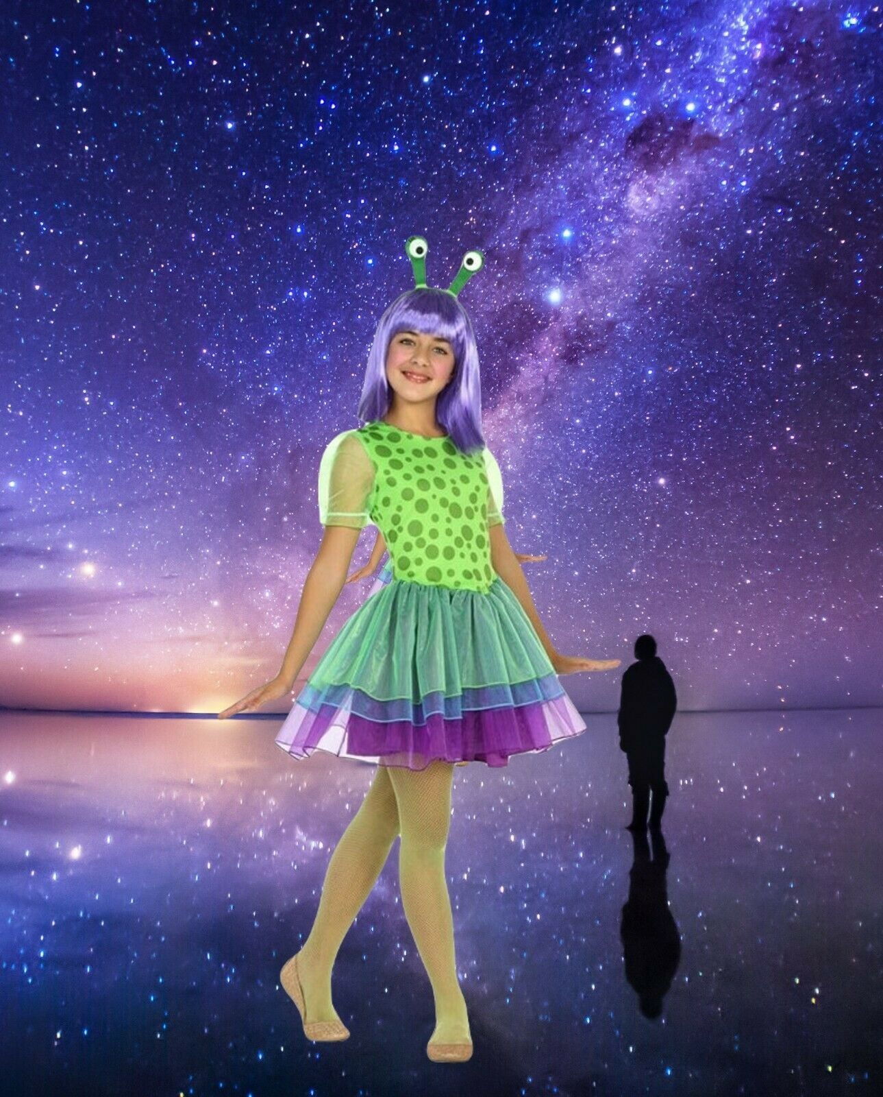 Marciano Traje Disfraz de Niña Verde Alien Espacio Sci-Fi Bailarina de  Ballet