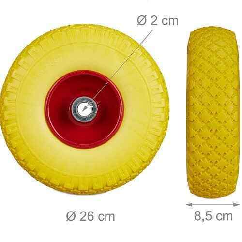 Rueda neumático de espuma maciza 260x85 mm, negro y amarillo