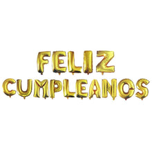 Cargar imagen en el visor de la galería, Guirnalda letras cumpleaños poliamida globo infable cumple plateado y dorado
